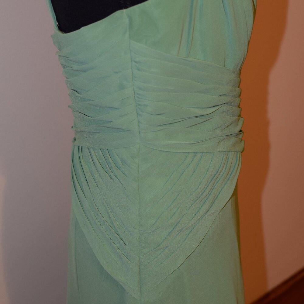 David's Bridal Moss Green One Shoulder Formal Chiffon Dress Bridesmaid Wedding 6 - Picture 6 of 12